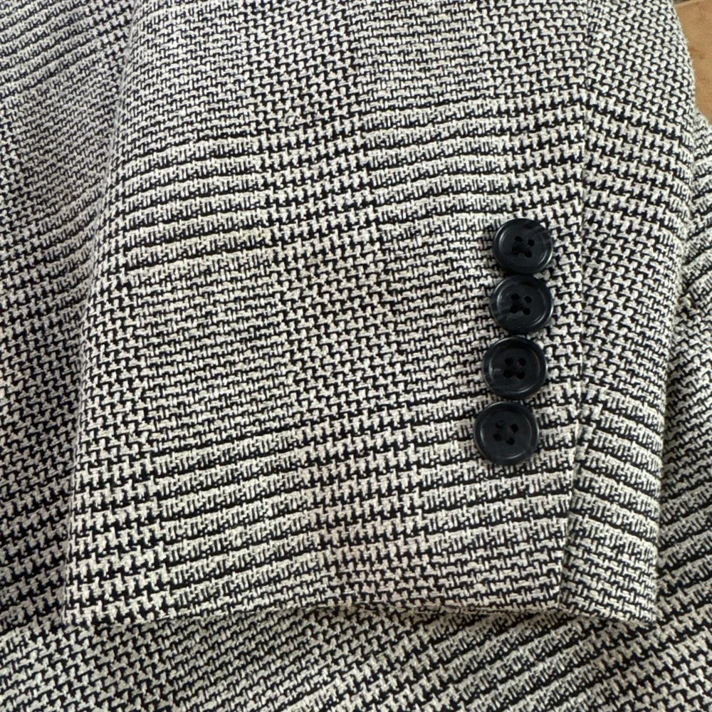 Stafford Sz 42R Silk Wool Gray Black Glen Plaid‎ Blazer Sport Suit Jacket